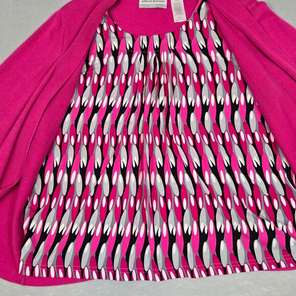 Alfred Dunner Womens 2-Piece Attached Geo Print Blouse & Sweater 3/4 Sleeve PXL - Picture 4 of 11